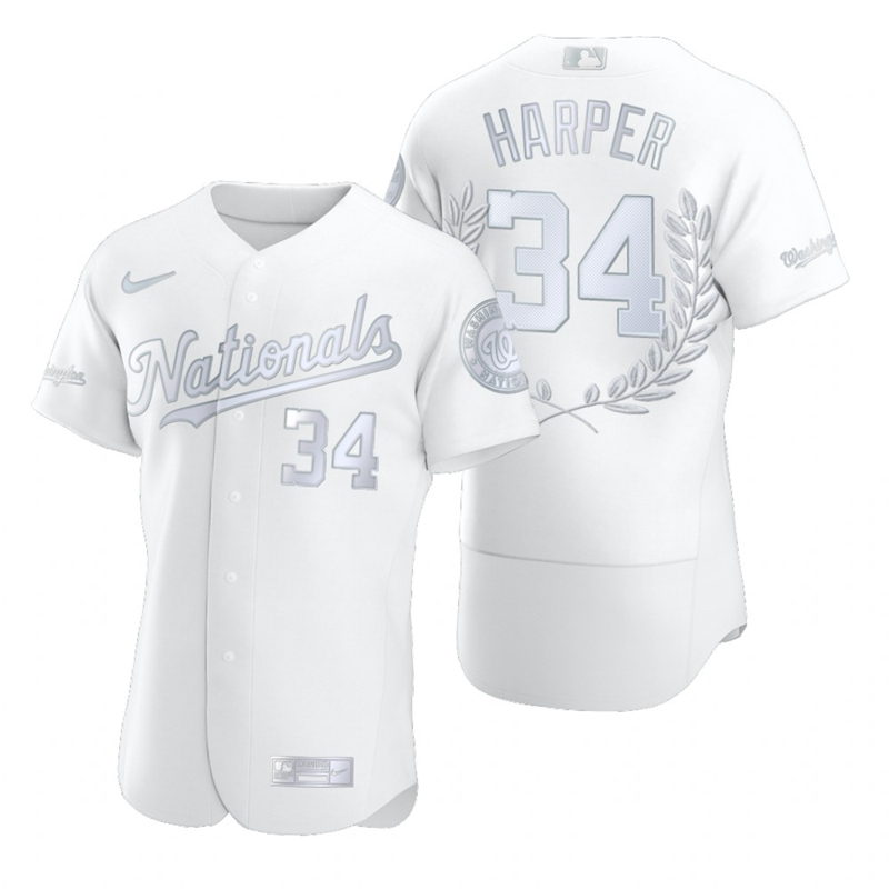 Washington Nationals #34 Bryce Harper Men Nike Platinum MLB MVP Limited Player Edition Jersey